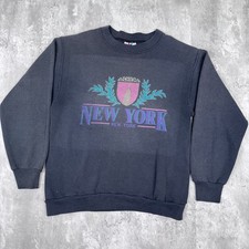 Vintage New York City Sweatshirt Mens Small Black Faded Distressed City Pullover
