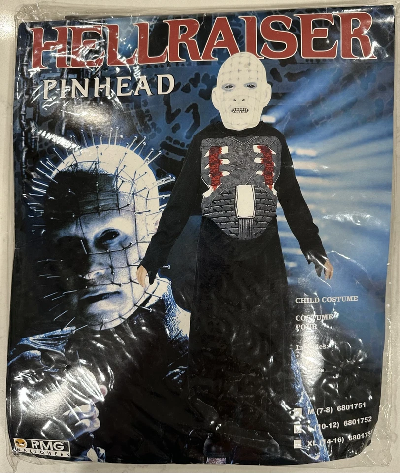 Disfraz HELLRAISER Cabeza de Alfiler Niño CON Máscara y Guantes, Talla L (10-12), NUEVO Foto 2 de 4
