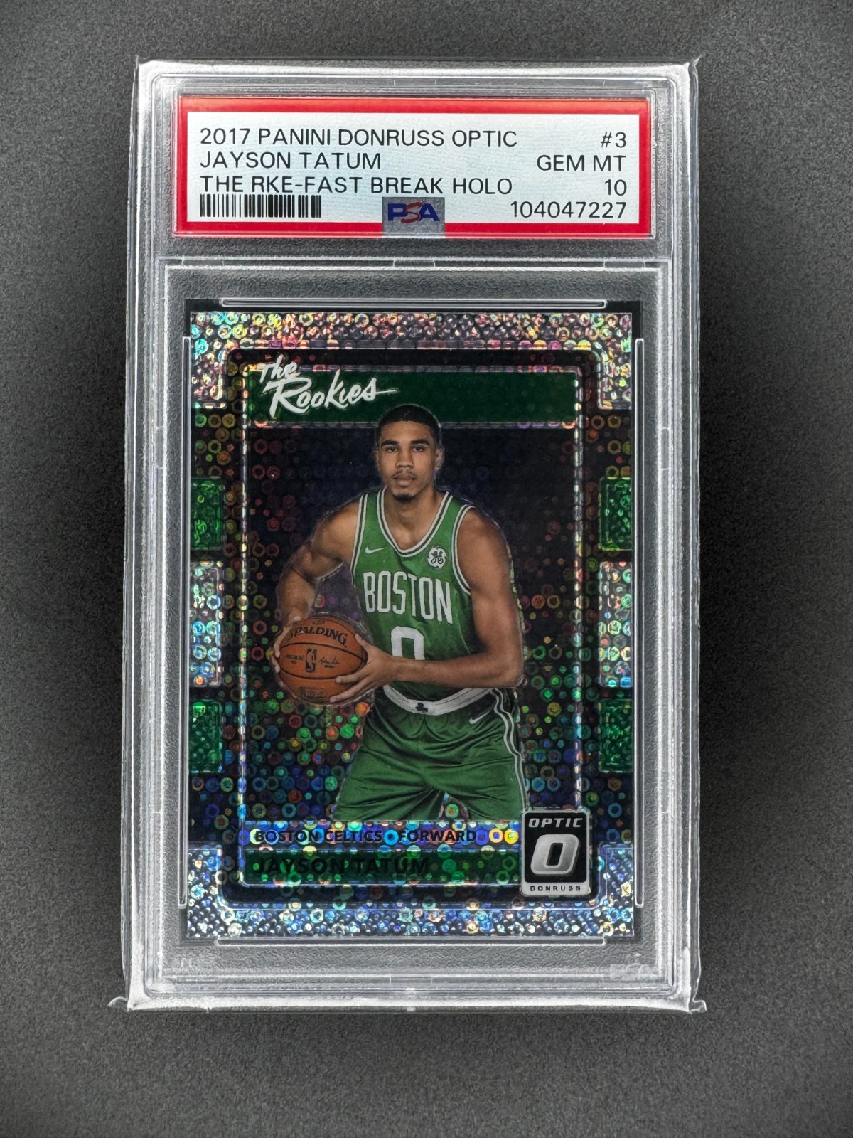 2017-18 Donruss Optic Jayson Tatum The Rookies Fast Break Holo RC #3 PSA 10