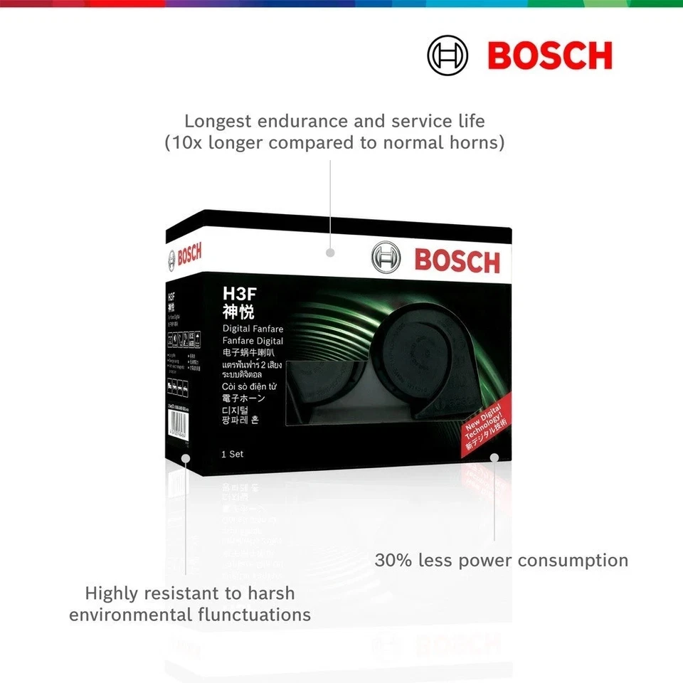 BOSCH Evolution Fanfare Twin Horn Set Orange (12V 410Hz/510Hz) Fit Car SUV Truck - Image 4 of 4