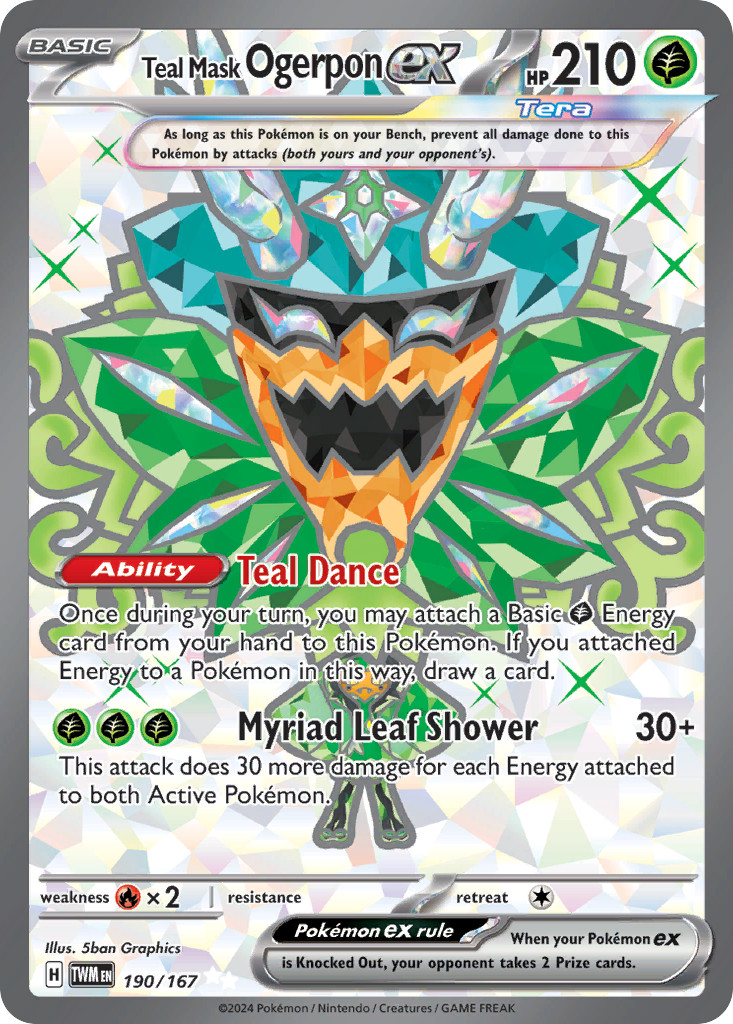 TEAL MASK OGERPON EX 190/167 ULTRA RARE TWILIGHT MASQUERADE POKEMON NEAR MINT