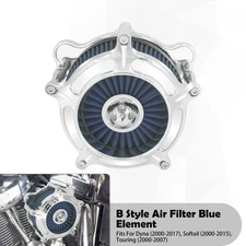 Chrome Spike Turbine Air Filter Blue Intake For Harley 00-07 Road Electra Glide