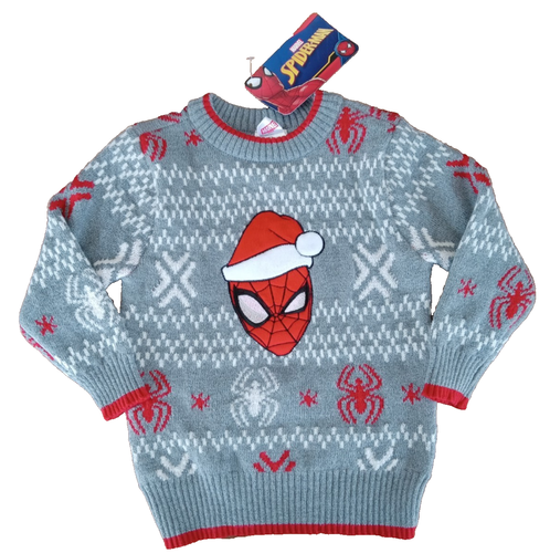 Marvel Spider-Man Toddler Holiday Sweater Size 2T Gray Red White NWT - Picture 1 of 10
