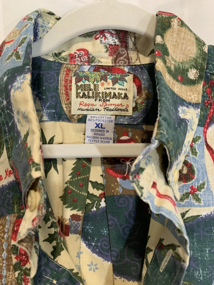REYN SPOONER Men's Holiday Christmas Size-XL Hawaii Mele Kalikimaka - Image 3 of 4