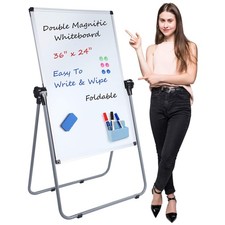 Stand White Board, Double Sided Magnetic Dry Erase Board Height Adjustable Wh...