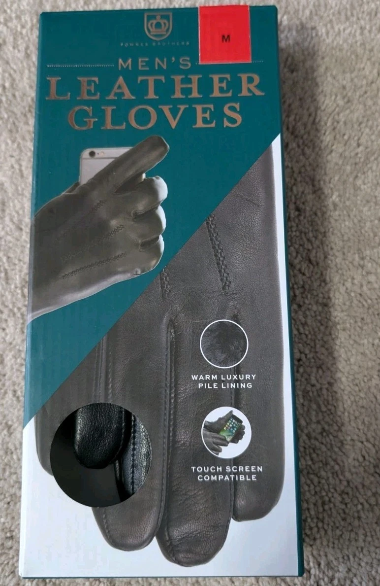 Fownes Brothers RN17541 Mens Leather Gloves Pile Lined Size Medium Sealed in box