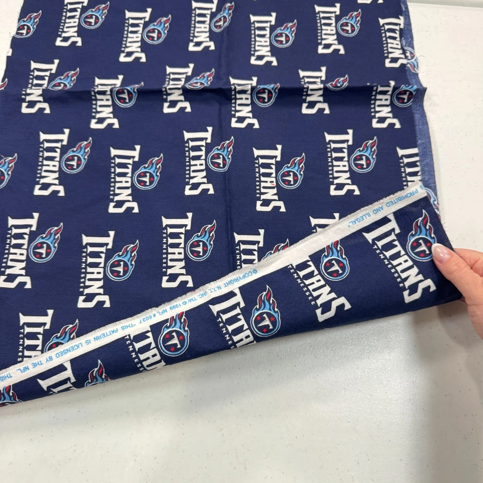 NFL titans quilting fabric blue football 90s 6037 cotton 19x58 - Image 3 of 4