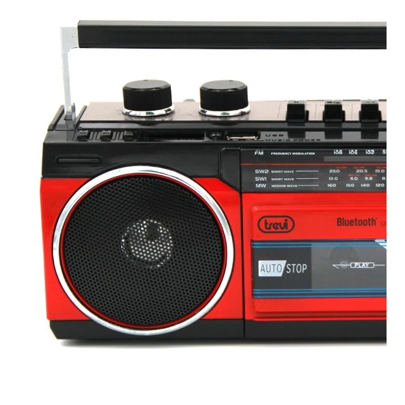 Radio Registratore con CASSETTA TREVI RR 501 BT Rosso Bluetooth Stereo USB SD, fotografia 7 di 9