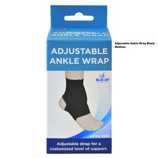 Adjustable Ankle Wrap Black Medium 8"-9"