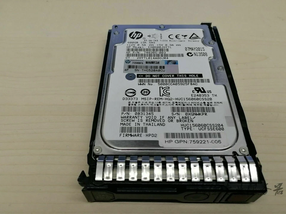 HPE 759212-B21 759548-001 HP 600GB 12Gb/s 15K SFF 2.5" SAS SC HDD HARD DRIVE - Image 2 of 3