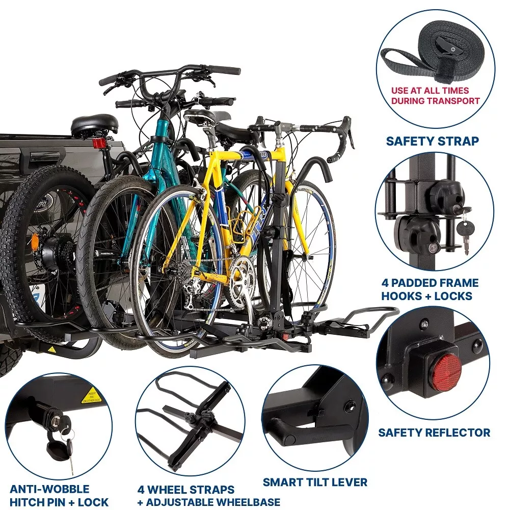 KAC K4 Sport 2inch Hitch Mounted Bike Rack 4 Bike Capacity