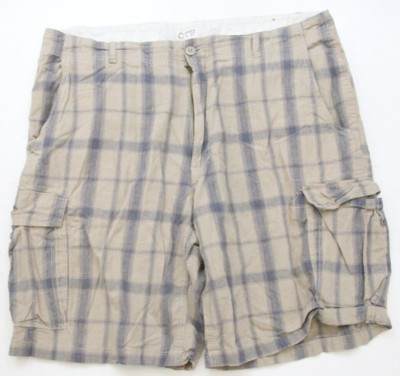 OTB Beige Flat Front Mans Ramie Cotton Cargo Dress Shorts 40'' Waist x 11'' 1483