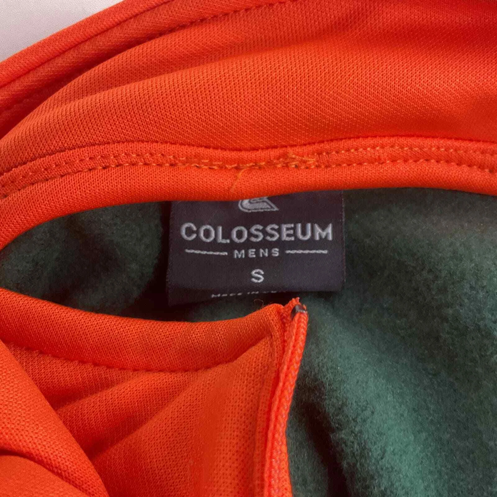 VETEMENTS Felpa con cappuccio pullover Colosseum da uomo verde arancione Miami Hurricane S usata