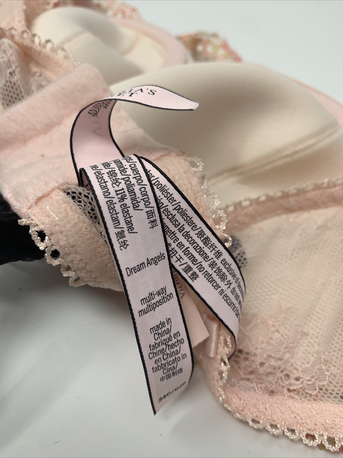 Victoria's Secret Multi-way Position Bra Lace Floral 34C Underwire Light Pink 