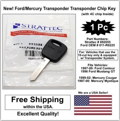 PATS Transponder Chip Key Blank - User Programmable For Ford Mazda Mercury