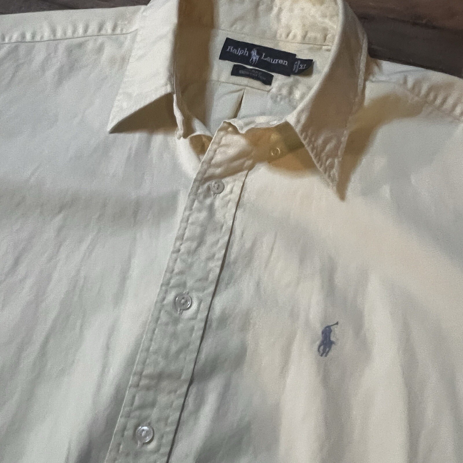 Polo Ralph Lauren camicia uomo taglia XL giallo pallido Blake pony bottoni preppy money