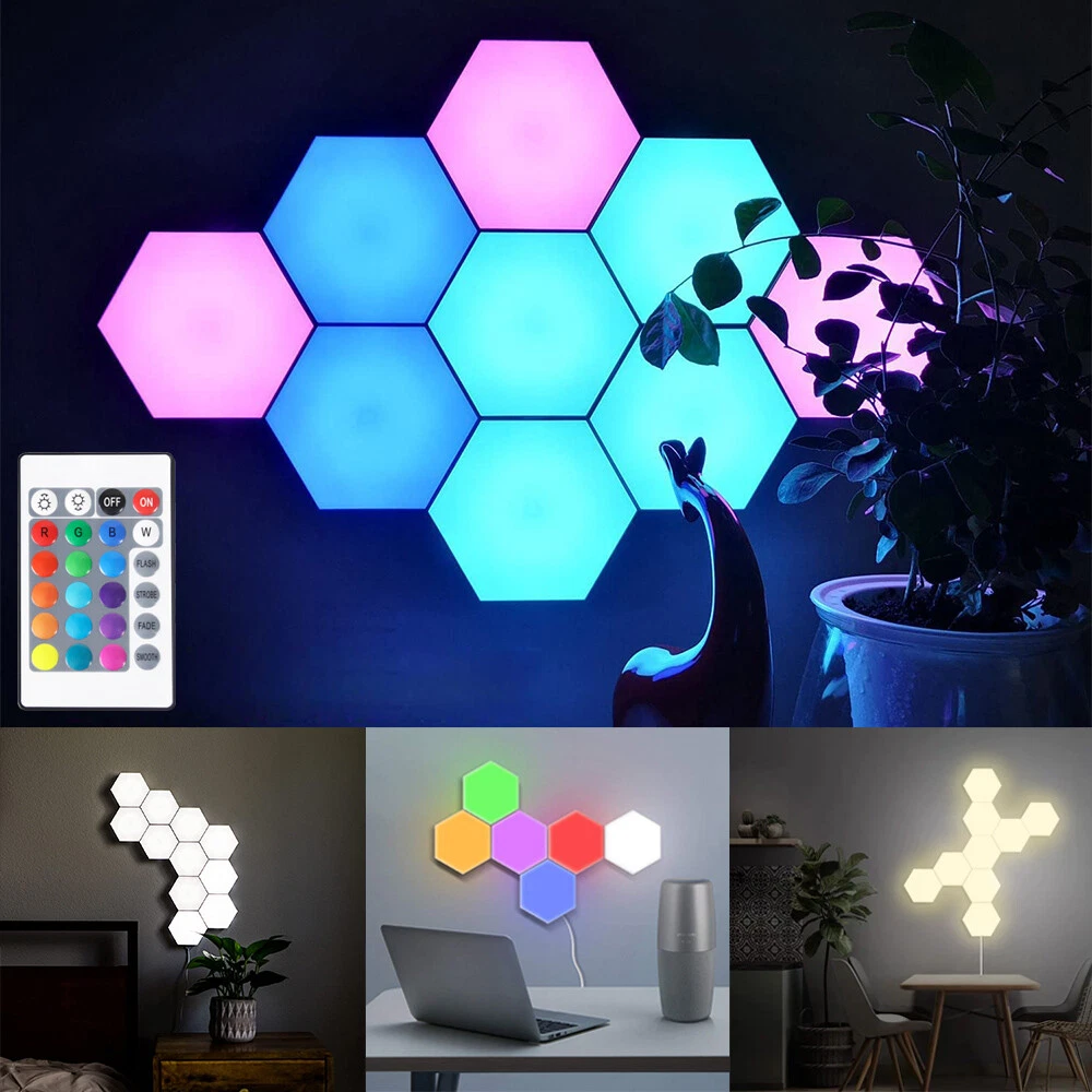 1-10X LED Hexagon Wall Lights RGB Color Touch Control Gaming