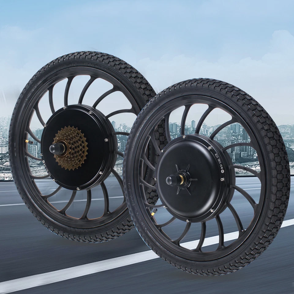 1KW 20" Electric Bicycle Hub Motor Front/Rear Wheel E-bike Conversion Kit w/Tire - Image 2 of 4