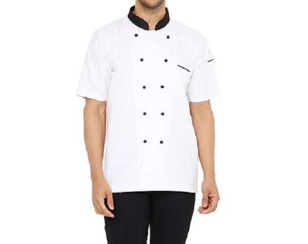 1pc Chef Coat Jacket Kitchen Short Sleeve Cooking Restaurant Work Uniform - Image 4 of 4