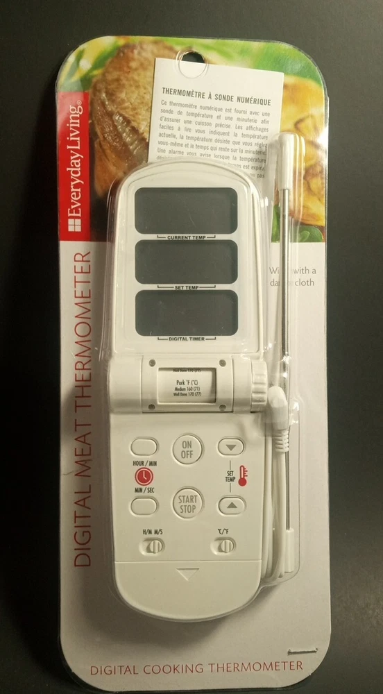 Digital🌡️Remote Meat Thermometer  w/ Probe & LED Alarm (AAA Batteries Included)