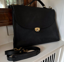 Jack Georges Black Leather Briefcase Laptop Messenger Bag w/ Strap