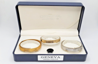 Geneva Designer Collection 3 silver bangle set | eBay