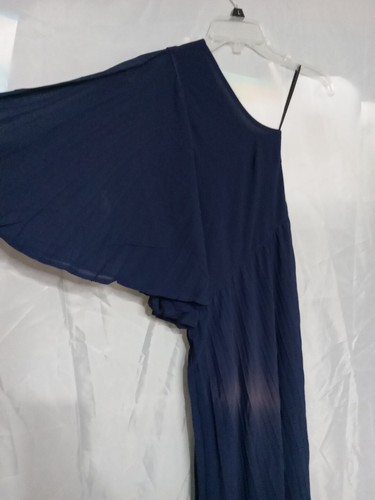 Shein One Shoulder Maxi Dress Pleated Flowy Navy Blue Size XS - Picture 5 of 5