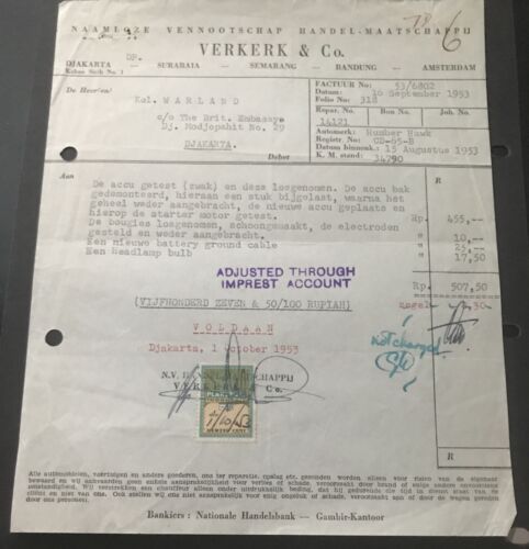 15 August 1953 Document Djkarta Surabaia Semarang Bandung Amsterdam. Revenue See - 第 1/3 張圖片