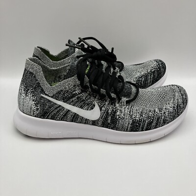 Nike Free RN Flyknit 2017 Women s Size 7 Black White Gray Shoes 880844-003 NEW