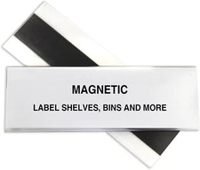 HOL-DEX Magnetic Shelf/Bin Label Holders, Side Load, 2 X 6, Clear, 10/Box