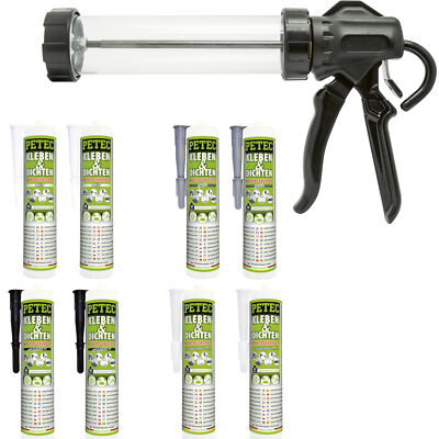 Petec 2x Bonding & Sealing White Grey Black Transparent 290ml Choice + Extractor...