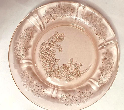 Depression Style  Pink Desert/Bread 6 in Plates  Sharon-Cabbage Rose priced each