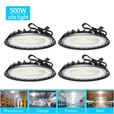 4Pcs 500W UFO Led High Bay Light 5000K Commercial Industrial Gym Led Shop Light