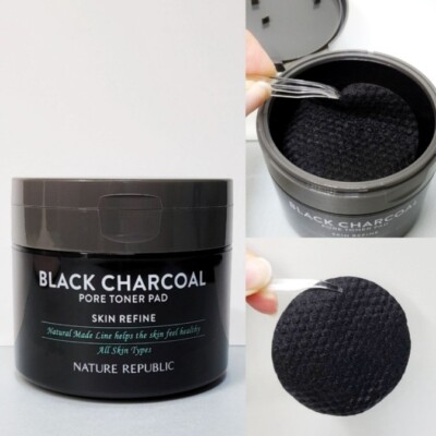 NATURE REPUBLIC Natural Made Black Charcoal Pore Toner Pad 100g Soothing Toner
