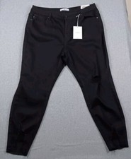 Kancan Womens 3XL High-Rise Ankle Skinny Black Jeans Raw Hem Distressed NWT New
