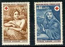 STAMP / TIMBRE FRANCE NEUF LUXE N° 1619/1620 ** croix rouge / L'ETE ET L'HIVER