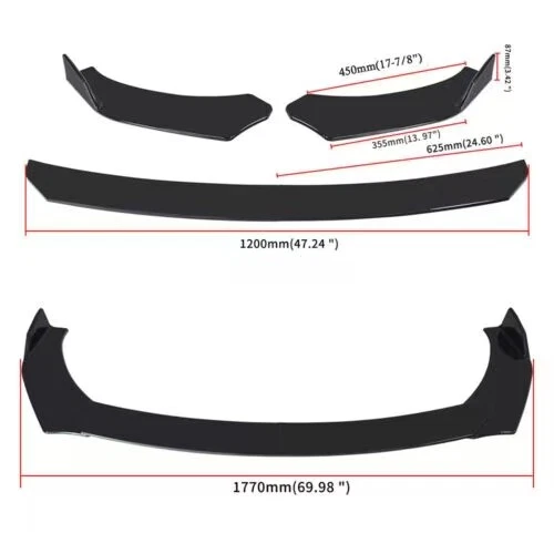 For Hyundai Tucson Front Bumper Lip Splitter Spoiler 86.6" Side Skirts Black - Изображение 2 из 4