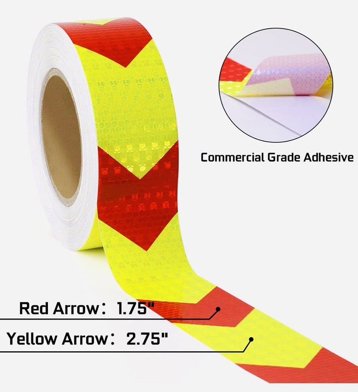 Waterproof Reflective Tape, Red & Yellow 2Inch X 100Feet Conspicuity Adhesive
