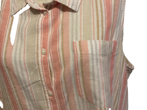 TIME AND TRU CAMICIA SMANICATA CON BOTTONI STRISCIA CAMPANA CORALLO Tg 3XL* - Foto 3 di 10