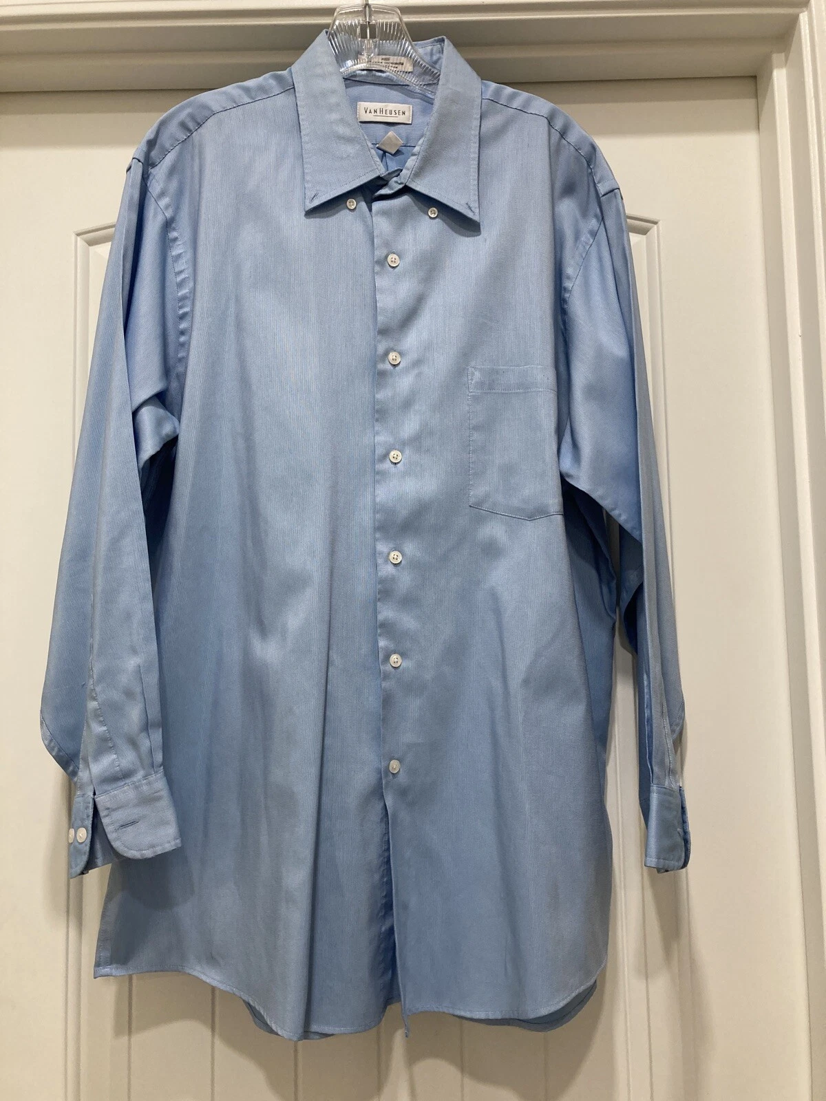 VANS Camicia elegante blu piqué Easy Care Van Heu taglia 17 32 33 XL