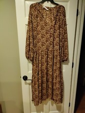 Astr the Label dress floral long sleeve pink/ peach/ brown X-Large XL