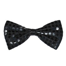 Black Sequin Bow Tie  HALLOWEEN FUN DISCO DANCE COSTUME PARTY NEW YEAR NOVELTY