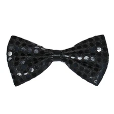 Black Sequin Bow Tie ~ HALLOWEEN FUN DISCO DANCE COSTUME PARTY NEW YEAR NOVELTY