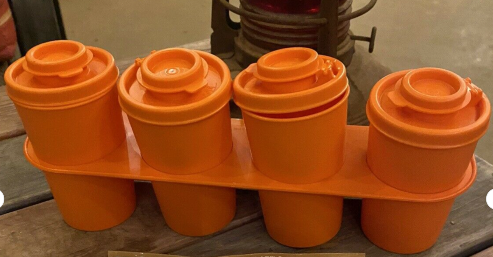 Vintage Tupperware Spice Rack with Shakers and Lids Orange New old Stock |  eBay