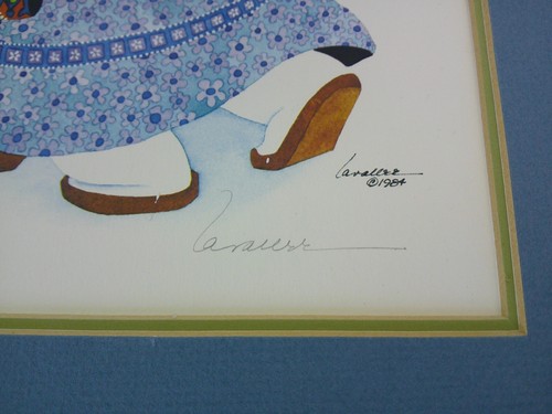 Arte nativo de Alaska Barbara Lavelle firmado vintage 1984 abrazos impresión 13x16 tapete - Imagen 3 de 4