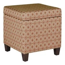 HomePop Transitional Fabric Storage Cube Ottoman in Orange Finish
