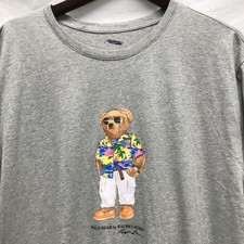 Polo Ralph Lauren Gray BEACH CLUB BEAR Classic Fit Short Sleeve T Shirt Size L