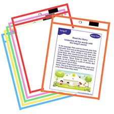 6 Pcs Dry Erase Pockets Sleeves Job Tickets Holders for Teacher Classroom