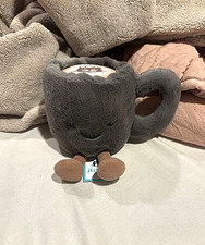 Jellycat Amuseables Coffee Cup Plush Toy Charcoal Collectible NWT