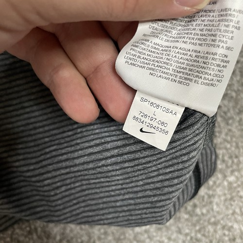 Nike TIGER WOODS Collection Shirt Mens L Golf Polo Grey Striped Performance Snap - Picture 7 of 10